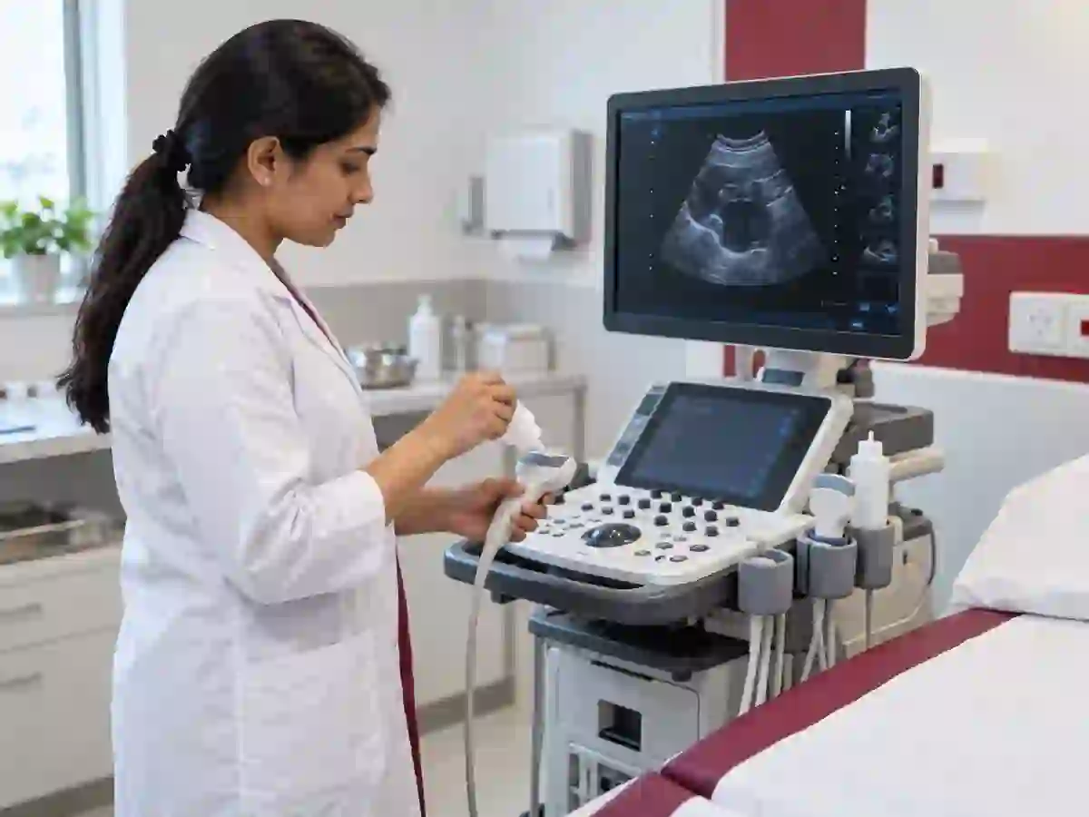 Ultrasound equipment in a diagnostic room
